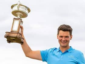 Craigielaw's Angus Carrick pictured after winning last year's Scottish Amateur Championship at Murcar Links. Picture: Scottish Golf