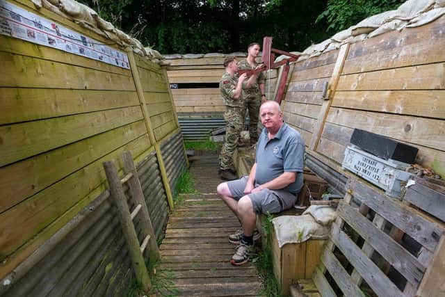 Ian Inglis in the recreation of a First World War trench, PIC: Mike Wilkinson