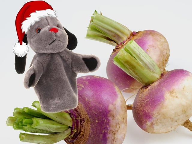 You've heard of neeps and tatties, now get ready for neeps and Sweeps! Sweep is the adorable puppet from The Sooty Show and neep is the Scottish word for turnip.