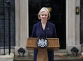 Prime Minister Liz Truss making a statement outside 10 Downing Street, London, where she announced her resignation as Prime Minister. Picture date: Thursday October 20, 2022.