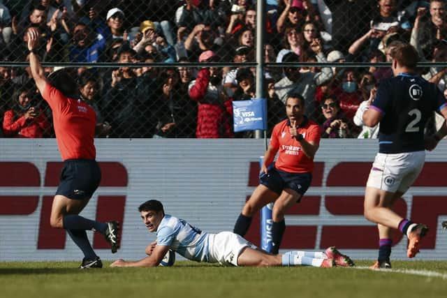 Santiago Carreras scored a try after coming off the bench in the first Test and has been picked to start the second Test. (Photo by Pablo Gasparini/AFP via Getty Images)