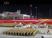 A military parade is held during a ceremony to celebrate the 75th anniversary of the ruling party in Pyongyang. Picture: AP
