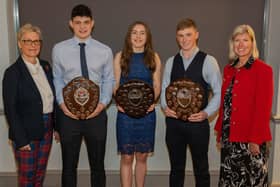 From left: Eileen Brown (Turriff Agri Parts), Reece Marr, Lyndsey Brown, Mitchell MacGillivray and Jane Mitchell (Johnston Carmichael).