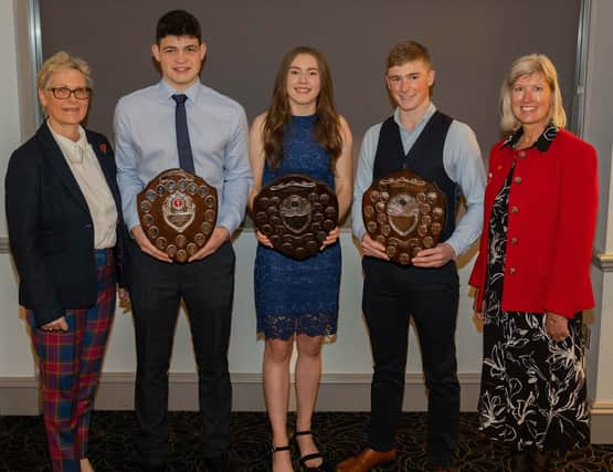 From left: Eileen Brown (Turriff Agri Parts), Reece Marr, Lyndsey Brown, Mitchell MacGillivray and Jane Mitchell (Johnston Carmichael).