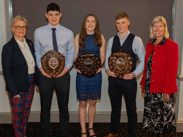 From left: Eileen Brown (Turriff Agri Parts), Reece Marr, Lyndsey Brown, Mitchell MacGillivray and Jane Mitchell (Johnston Carmichael).