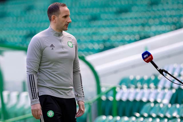Celtic interim manager John Kennedy speaks to Sky before the Scottish Premiership match against Rangers at Celtic Park (Photo by Craig Williamson / SNS Group)