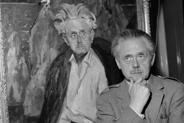 Hugh MacDiarmid, pictured beside his own portrait, helped create a major oeuvre in literary Scots that expresses a whole Scottish outlook with vigour and beauty, says Alexander McCall Smith