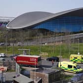 Emergency services near the Aquatics Centre, at the Queen Elizabeth Olympic Park in London