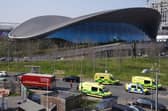 Emergency services near the Aquatics Centre, at the Queen Elizabeth Olympic Park in London