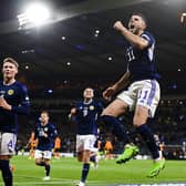 Ryan Christie celebrates after scoring to make it 2-1 Scotland against Republic of Ireland.