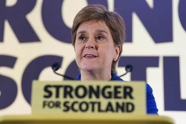 First Minister Nicola Sturgeon issues a statement at the Apex Grassmarket Hotel in Edinburgh following the decision by judges at the UK Supreme Court in London that the Scottish Parliament does not have the power to hold a second independence referendum. Picture: Jane Barlow/PA Wire