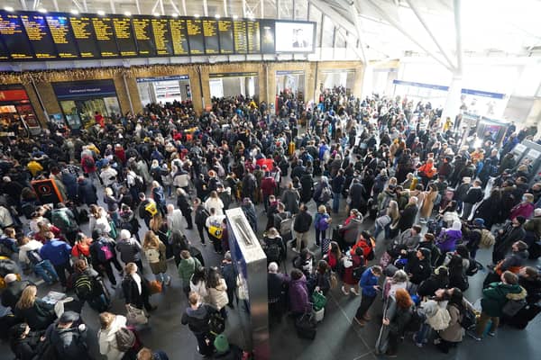 Passengers at King's Cross station in London following a strike by members of the Rail, Maritime and Transport union (RMT), in a long-running dispute over jobs and pensions. Picture: James Manning/PA Wire