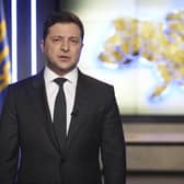 Ukrainian President Volodymyr Zelenskyy addresses the nation in Kyiv, Ukraine on Thursday February 24th in a video statement. Photo: Ukrainian Presidential Press Office via AP.