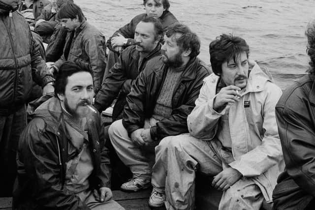 East European 'klondyker' fish factory ships at anchor off the Shetland Isles, where they had come to buy herring and mackerel. 1994. PIC: Jeremy Sutton-Hibbert