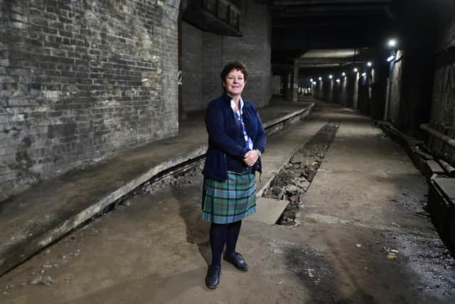 Glasgow Central Station tour guide hopes to have tracks laid in a derelict underground platform to enable a steam locomotive to be brought in. (Photo by John Devlin/The Scotsman)