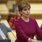 Scottish Parliament handout photo of First Minister Nicola Sturgeon making a statement to Scottish Parliament apologising for Historical Adoption Practices in Scotland where many young women were forced to give their babies up for adoption against their will.