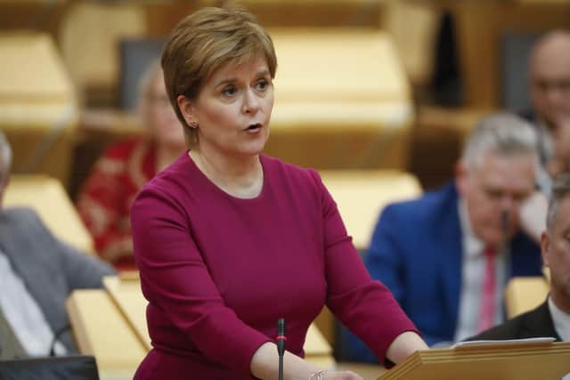 Scottish Parliament handout photo of First Minister Nicola Sturgeon making a statement to Scottish Parliament apologising for Historical Adoption Practices in Scotland where many young women were forced to give their babies up for adoption against their will.