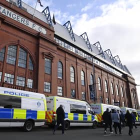 Police outside Ibrox Stadium in Glasgow.