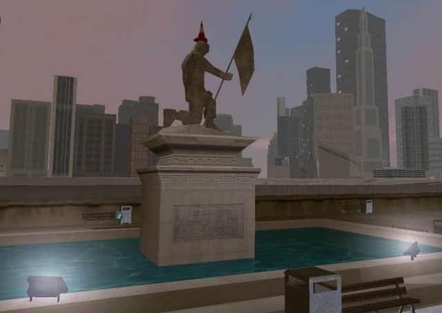 Where have we seen that before? Echoes of Glasgow's Queen Street outside the airport in GTA III.