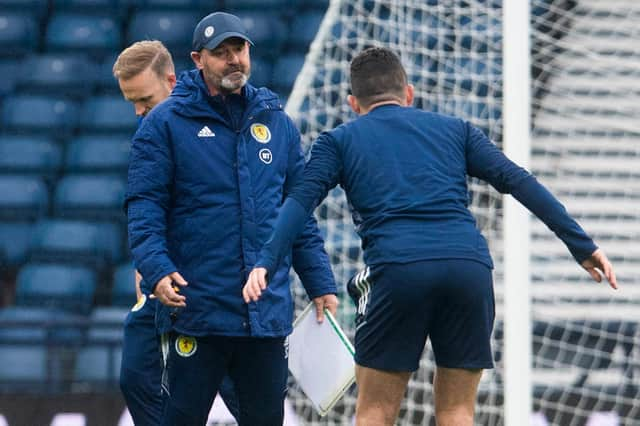 Steve Clarke with John McGinn as Scotland prepare to face Denmark at Hampden. (Photo by Craig Foy / SNS Group)