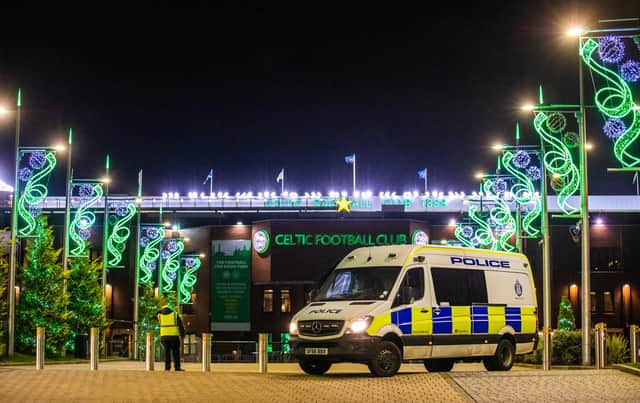 A police presence at Celtic Park ahead of the UEFA Europa League group stage match against Lille (Photo by Rob Casey / SNS Group)
