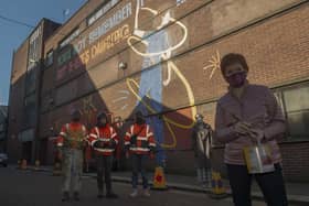 First Minister Nicola Sturgeon was at the Barrowlands in Glasgow to see the Shuggie Bain Mural painted by Artists Erin Bradley-Scott, Chelsea Frew and Kat Louden from the Cobalt Collective.