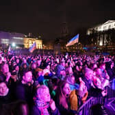Crowds during a United With Ukraine: vigil, to mark one year of war in Ukraine, at Trafalgar Square, London. Picture date: Thursday February 23, 2023.