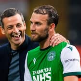 Hibs manager Jack Ross remained happy with Christian Doidge's all-round contribution despite the striker's goal drought. Photo by Ross Parker / SNS Group