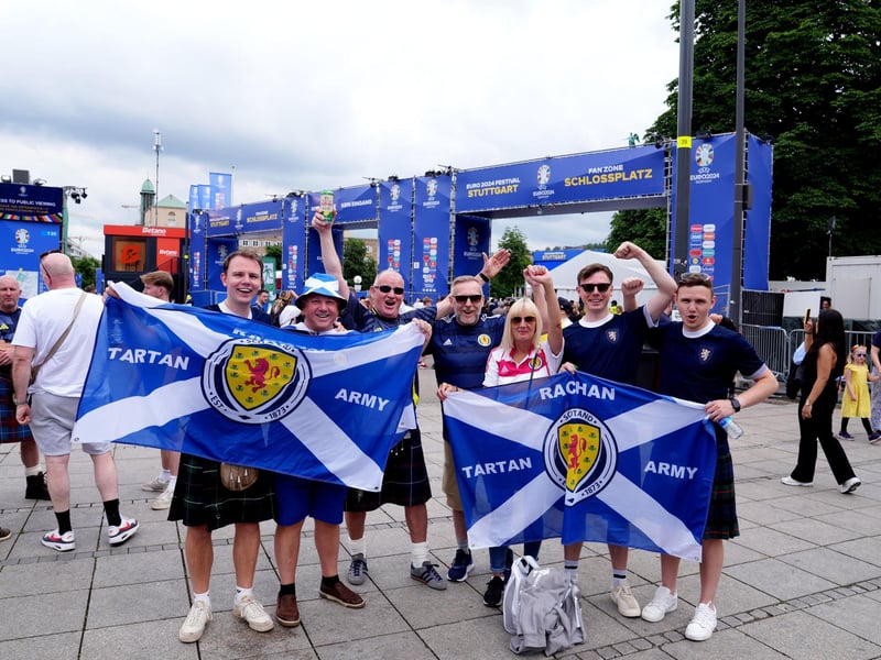 Scotland fans around the Schlossplatz area of Stuttgart ahead of their Euro 2024 group A game against Hungary