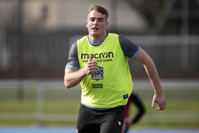 Stafford McDowall during a Glasgow Warriors training session at Scotstoun Stadium this week. (Photo by Ross MacDonald / SNS Group)