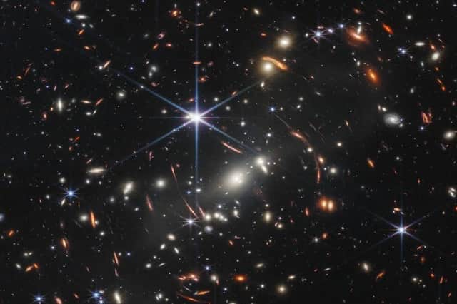 This image, known as Webb's First Deep Field, is the deepest and sharpest infrared image of the distant universe to date (Picture: Nasa, ESA, CSA, and STScI)