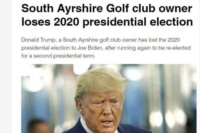 The Ayrshire News' coverage of Donald Trump's 2020 election defeat has also made its way into the compendium. PIC: Contributed.