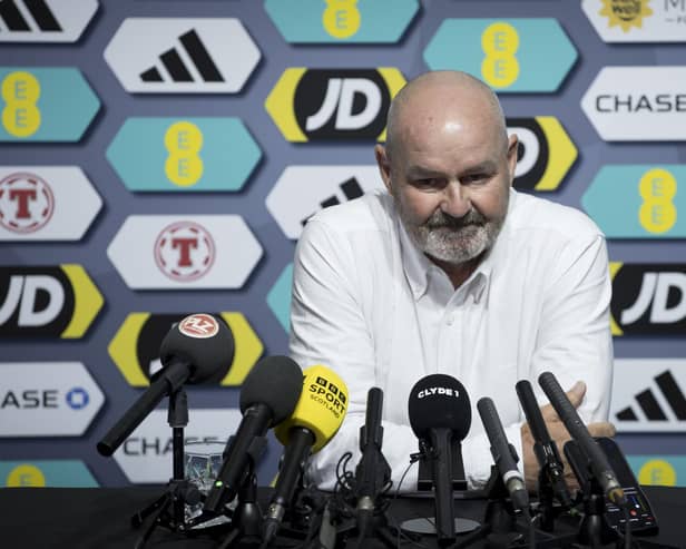 Scotland head coach Steve Clarke addresses the media at Hampden after naming his provisional squad for Euro 2024. (Photo by Craig Williamson / SNS Group)