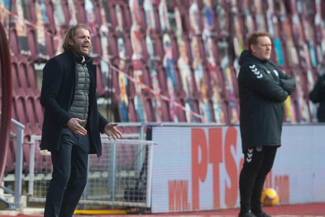Hearts manager Robbie Neilson and Ayr United manager David Hopkin at Tynecastle.