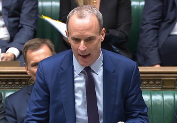 Deputy Prime Minister Dominic Raab speaks during Prime Minister's Questions in the House of Commons.