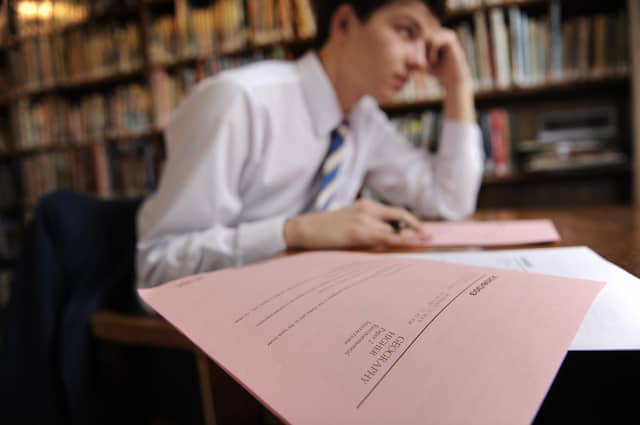A child sits for a school exam. Picture: Phil Wilkinson