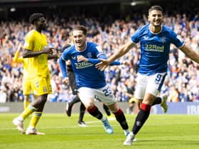 Antonio Colak celebrates making it 1-0. (Photo by Alan Harvey / SNS Group)