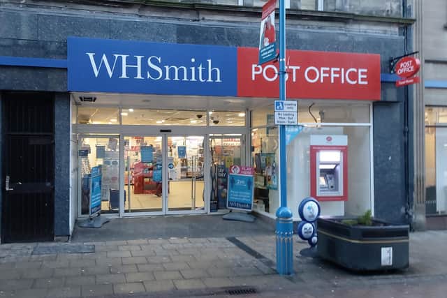 Several of the WHSmith high street branches house Post Office counters, including this store in Dunfermline, Fife. Picture: Scott Reid