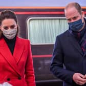 The Duke and Duchess of Cambridge arrive at Bath Spa train station, on the final day of a three-day tour across the country. PA Photo.