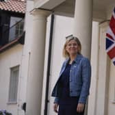 Swedish Prime Minister Magdalena Andersson waits for Prime Minister Boris Johnson in Harpsund, the country retreat of Swedish prime ministers, to discuss the ongoing conflict in Ukraine. Picture date: Wednesday May 11, 2022.