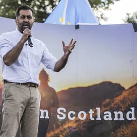 Humza Yousaf at an independence rally in Edinburgh. Image: Lisa Ferguson/National World.