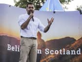 Humza Yousaf at an independence rally in Edinburgh. Image: Lisa Ferguson/National World.