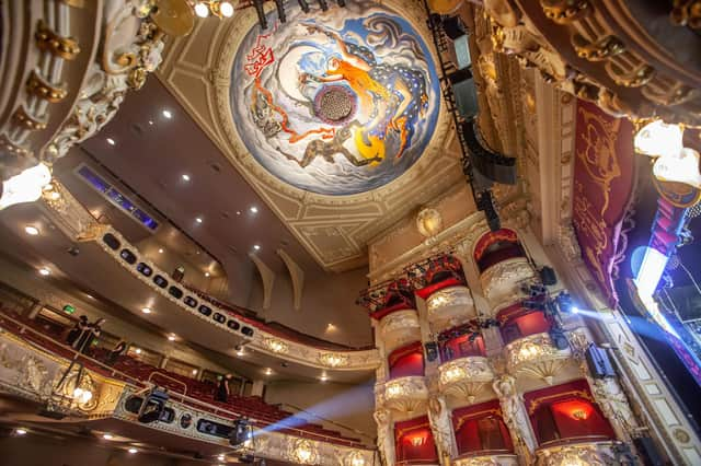 The ceiling of the King's Theatre, which features a mural designed by artist John Byrne.