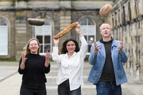 Company Bakery owners Hollie Love Reid and Ben Reade with Eskmills head of growth, Nicole Pyper, pictured centre. Picture: Ian Georgeson