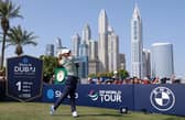 Rory McIlroy tees off in the third round of the Slync.io Dubai Desert Classic at Emirates Golf Club. Picture: Luke Walker/Getty Images.