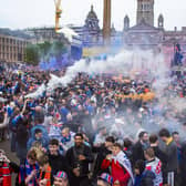 Rangers fans gather at George Square on Saturday afternoon
