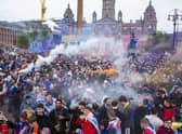 Rangers fans gather at George Square on Saturday afternoon