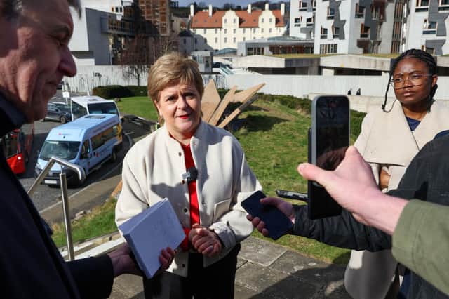 Former Scottish first minister Nicola Sturgeon speaks to media in Edinburgh after announcing she won't seek re-election to Holyrood next year (Picture: Robert Perry/PA Wire)