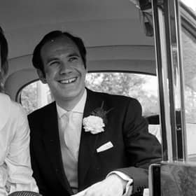 The wedding of Menzies Campbell  athlete and Lady Elspeth Mary Grant-Suttie at Buchanan Parish Church  near Drymen.