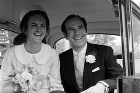 The wedding of Menzies Campbell  athlete and Lady Elspeth Mary Grant-Suttie at Buchanan Parish Church  near Drymen.

